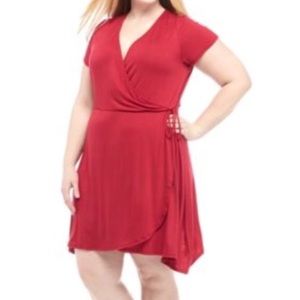 NWT. Living Doll short red wrap dress. Size 1x.